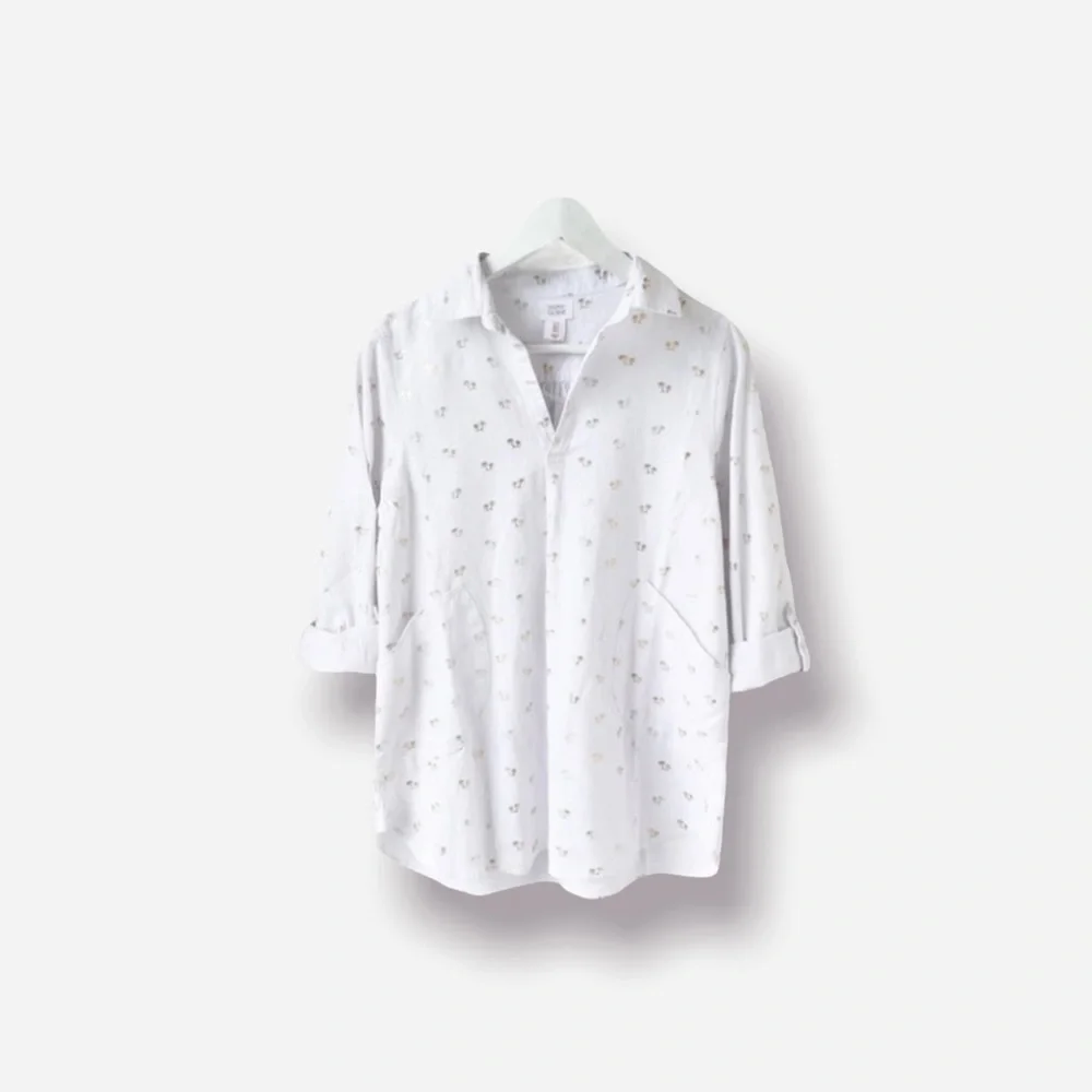🌸New🌸 Sigrid Olsen Long Sleeve Palm Tree Shirt S - Picture 2 of 10